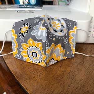 grey handmade triple layer face mask adult size